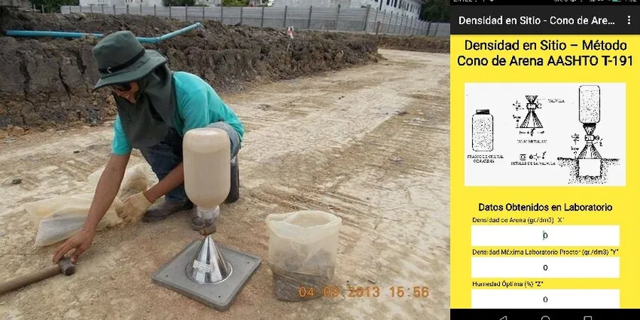 Essai de densité sur site à Roubaix – Méthode du cône de sable